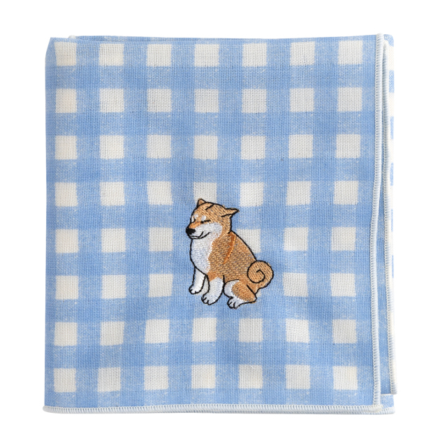 KY28-1158/ガーゼハンカチ/風が強い柴犬