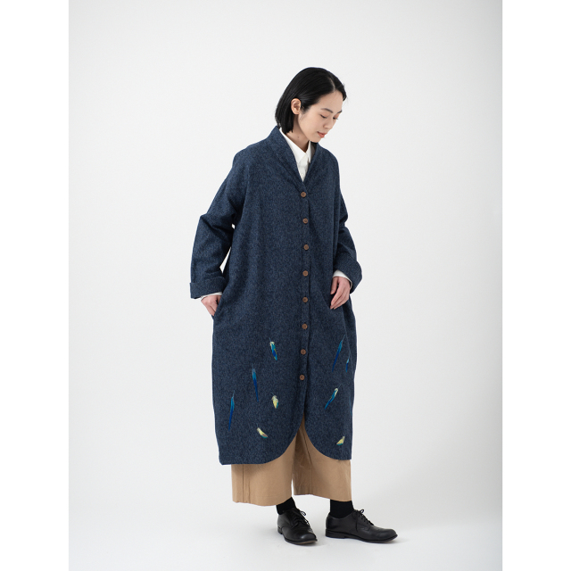 KY29-835N/ロングコート(紺)/いんこの羽根